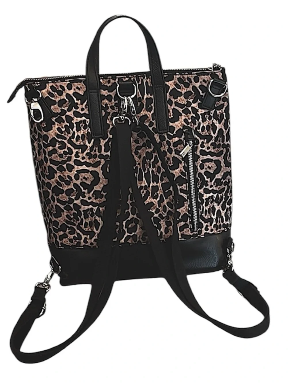TJ Collection Leopard Torbole Convertible Transformer Backpack Crossbody Bag